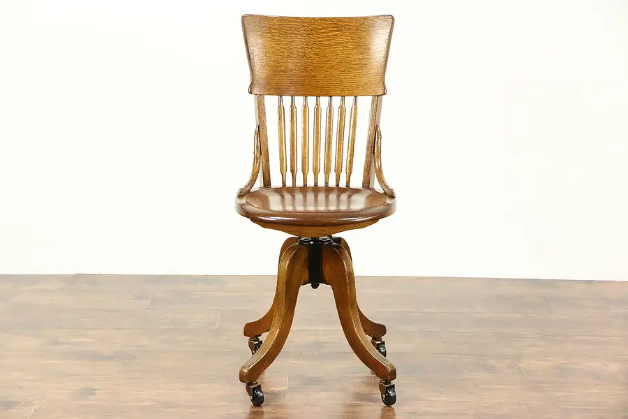 Main image of Oak 1900 Antique Swivel Adjustable Desk Chair