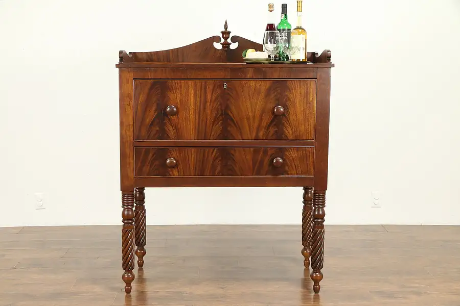 Main image of Sheraton Cherry & Mahogany Antique 1820 Server & Wine Cabinet