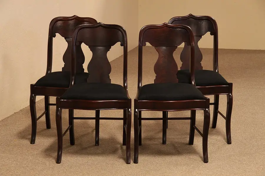 Main image of Set of 4 Antique 1835 Empire Mahogany Dining Chairs