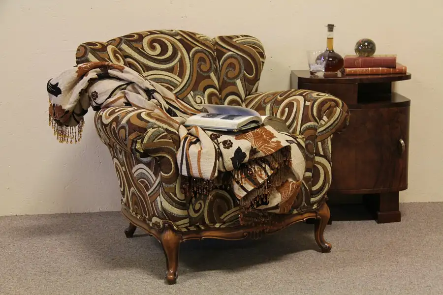 Main image of Art Deco 1930 Carved Wing Chair