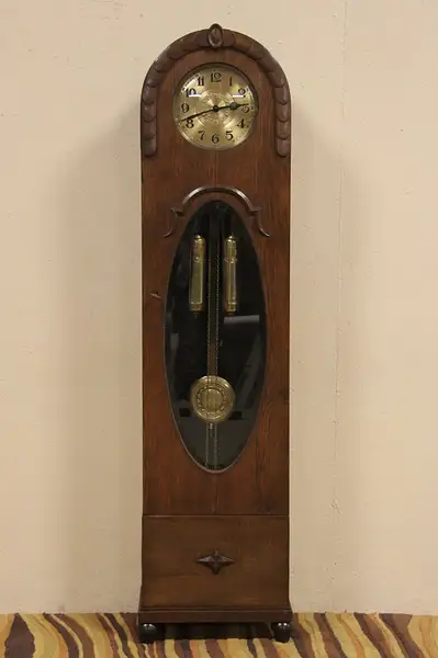Main image of Oak German 1910 Antique Tall Case Grandfather Clock