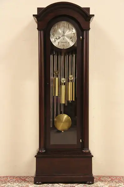 Main image of Jacques Tall Case 1910 Antique Grandfather Clock, 9 Tube Chime