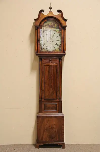 Main image of Scottish Tall or Long Case 1850 Antique Grandfather Clock, Marshall