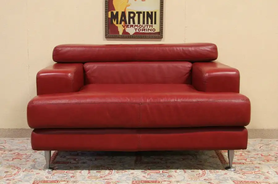 Main image of Divani Italian Red Leather Vintage Wide Chair
