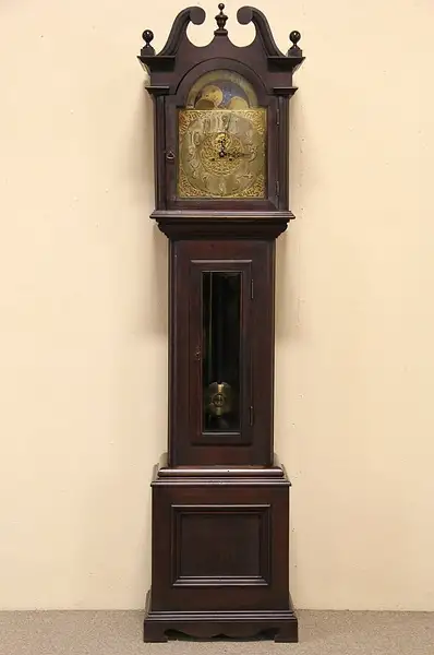 Main image of Grandfather Tall or Long Case 1910 Antique Clock, Tube Chime
