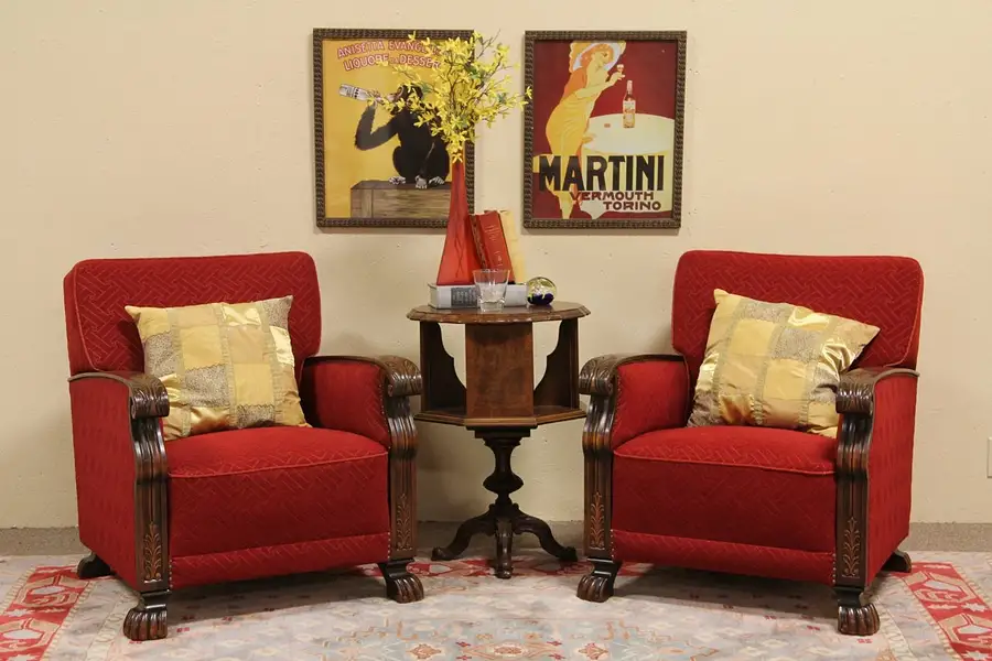 Main image of Pair Art Deco 1935 Red Armchairs