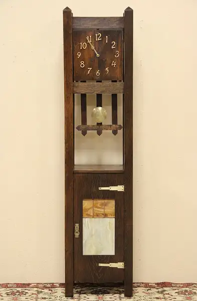 Main image of Arts & Crafts Mission Oak Ingraham Tall Grandfather Clock