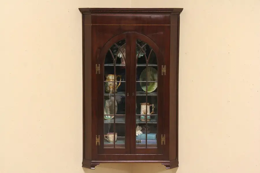 Main image of English 1875 Antique Hanging Corner Cupboard