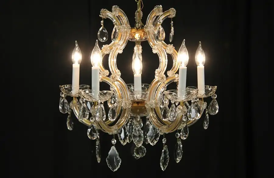 Main image of Marie Therese Vintage Chandelier, Cut Crystal Prisms