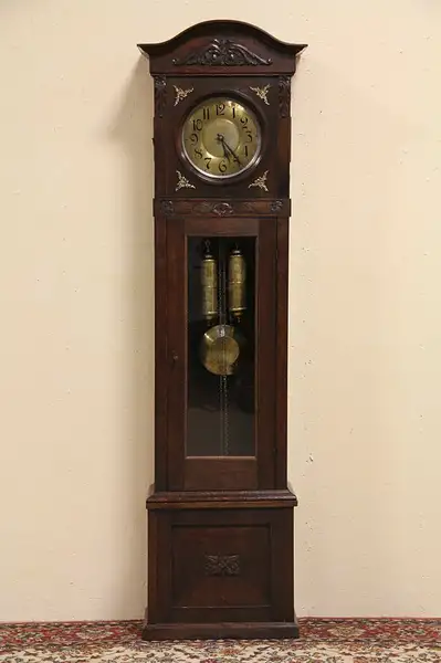Main image of Oak Antique 1915 Tall Case Grandfather Clock