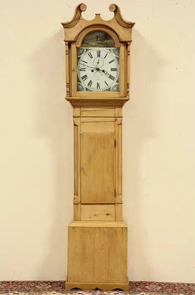Main image of Georgian 1825 Country Pine Tall Case Grandfather Clock