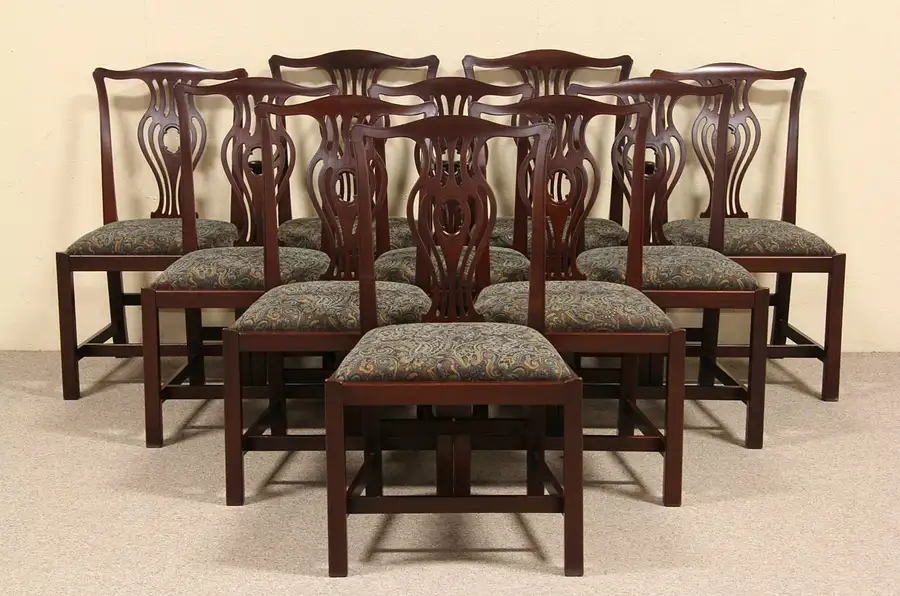 Main image of Set of 10 Traditional 1930's Mahogany Dining Chairs