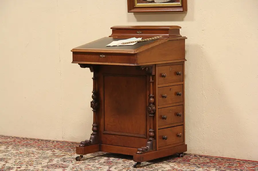 Main image of English Victorian 1880 Davenport or Ship Captain Desk