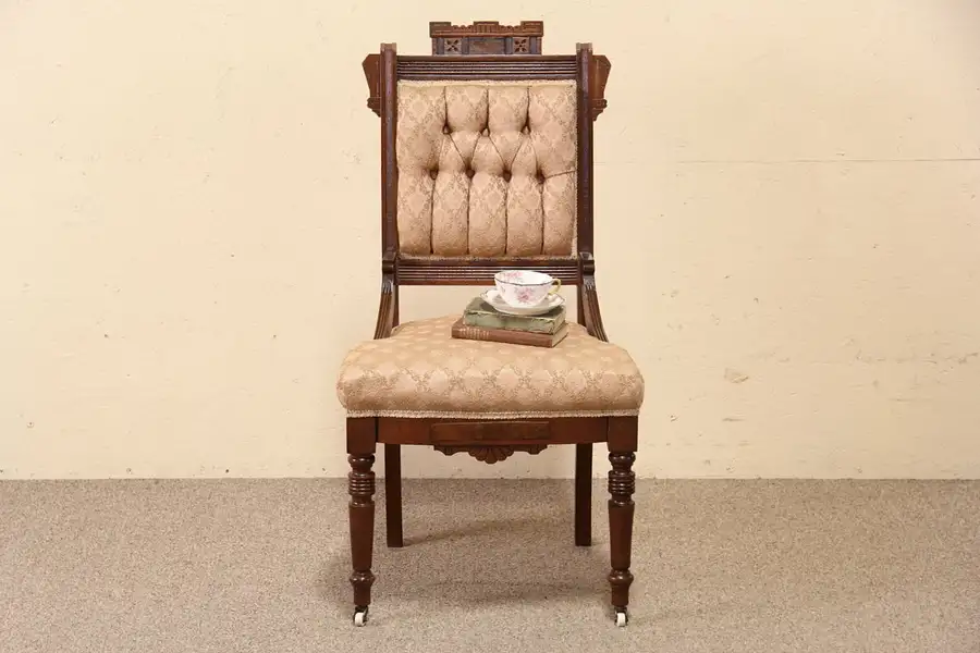 Main image of Victorian Eastlake 1890 Antique Walnut Side Chair
