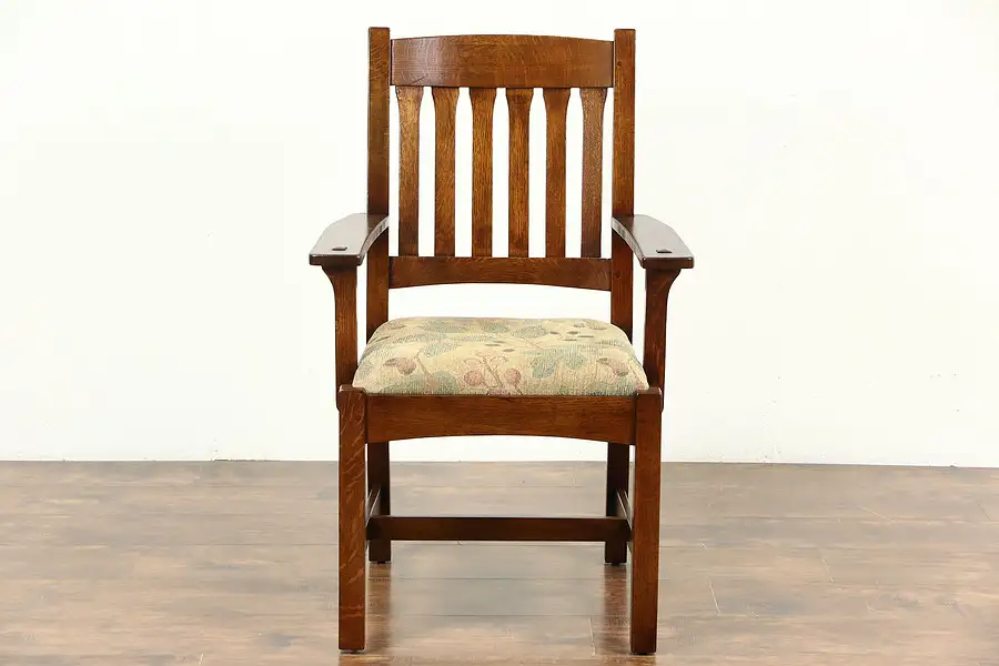 Main image of Craftsman Mission Oak Arts & Crafts Vintage Chair, Signed L&JG Stickley 2006