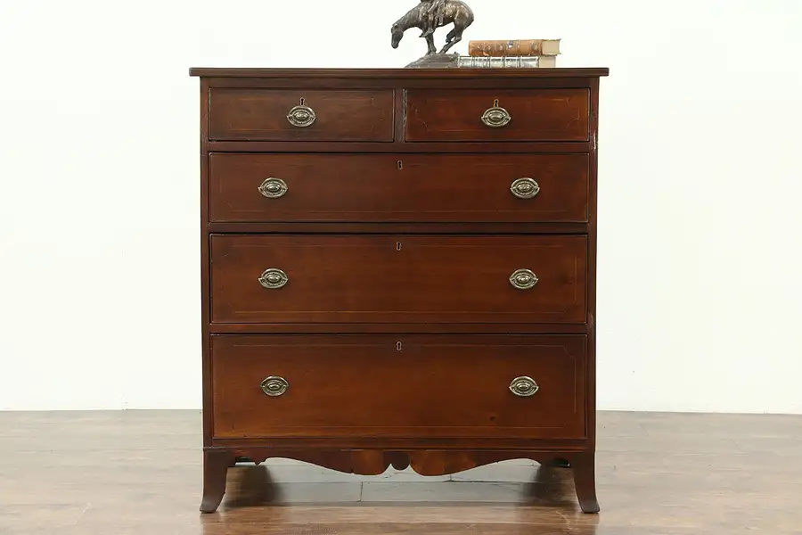 Main image of Walnut Hepplewhite Period 1790 Antique Chest or Dresser, Pennsylvania