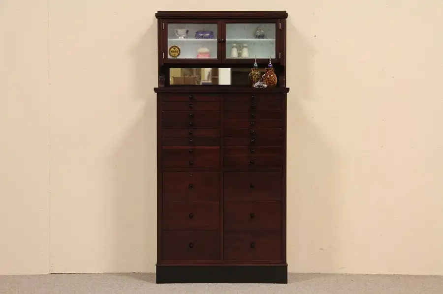 Main image of Antique Mahogany Dental Cabinet, 22 Drawers