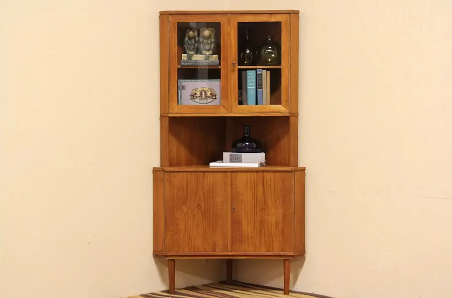 Main image of Midcentury Danish Modern Teak Vintage 1960 Corner Cabinet