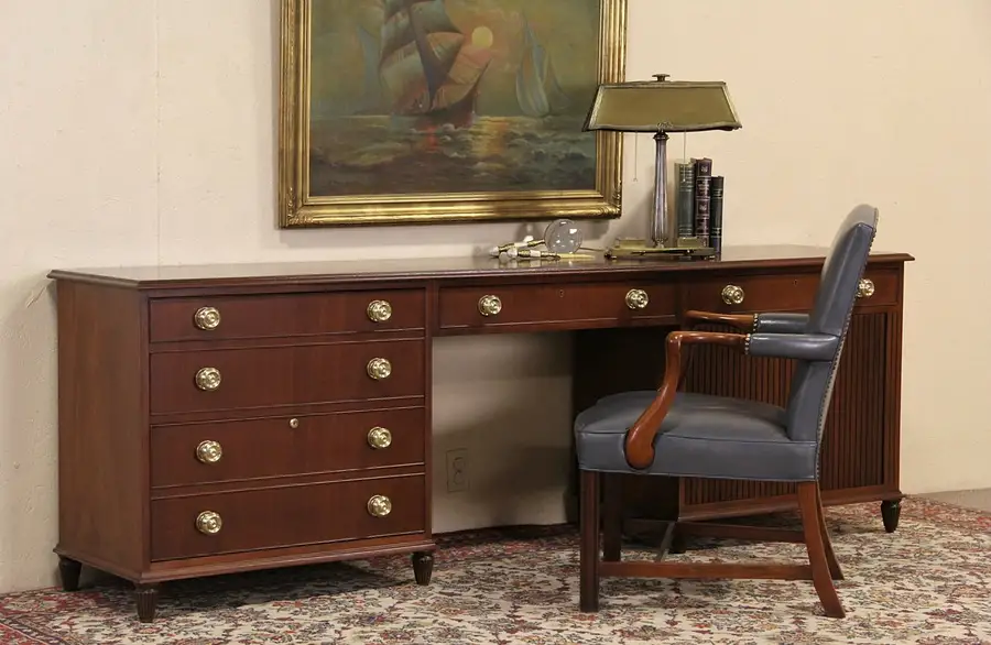 Main image of Kittinger Mahogany Credenza Computer Desk & Lateral File