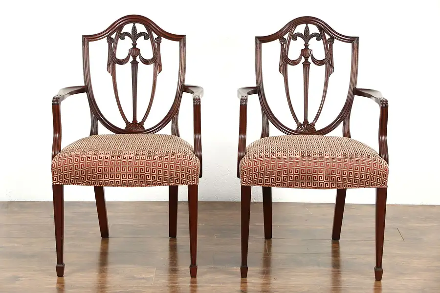 Main image of Pair of Kindel Winterthur Signed Shield Back Dining or Occasional Chairs w/ Arms