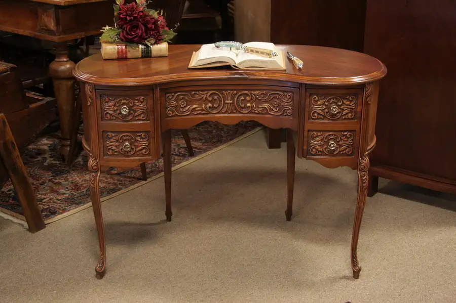 Main image of Kidney Shaped Carved Writing Desk