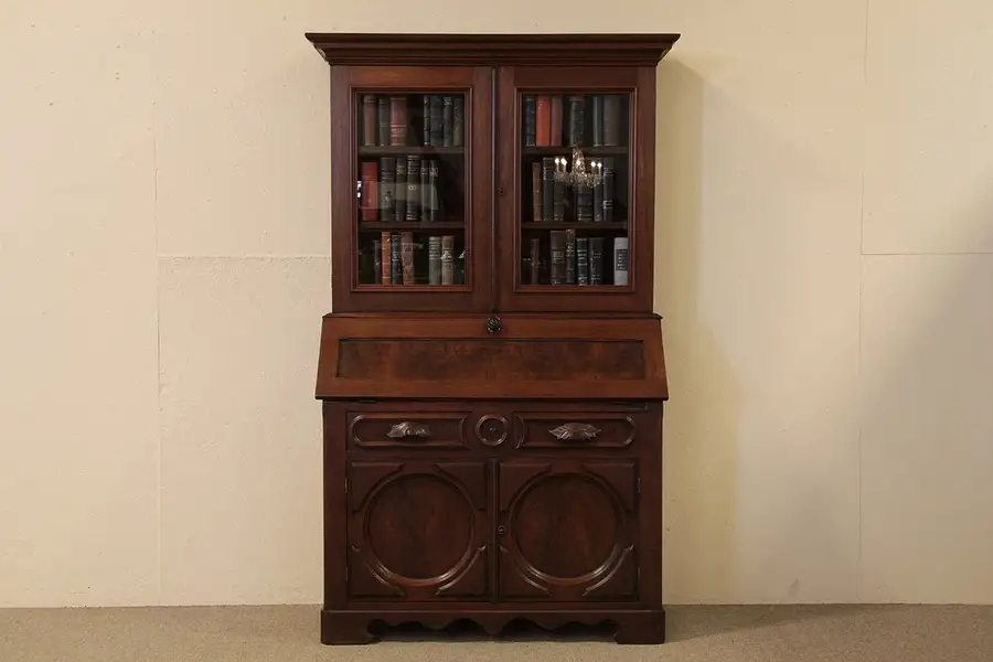 Main image of Victorian Antique Secretary Desk & Bookcase