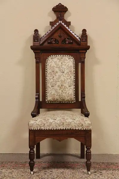 Main image of Victorian Gothic Throne or Hall Chair