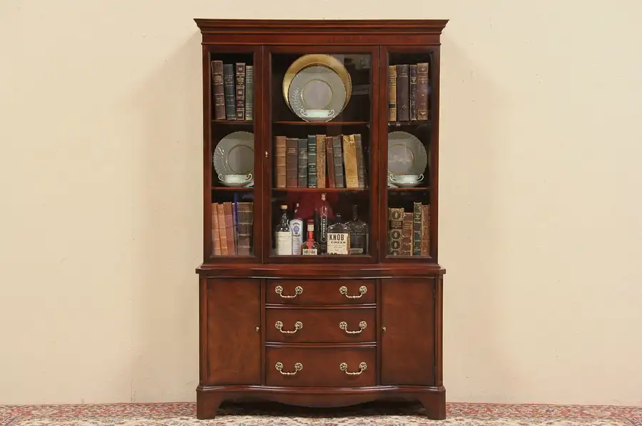 Main image of Century Vintage Mahogany 1950 China Cabinet Bookcase