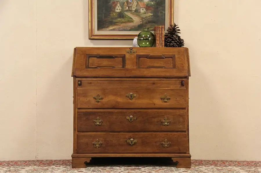 Main image of Italian 1900 Antique Hand Crafted Oak Secretary Desk