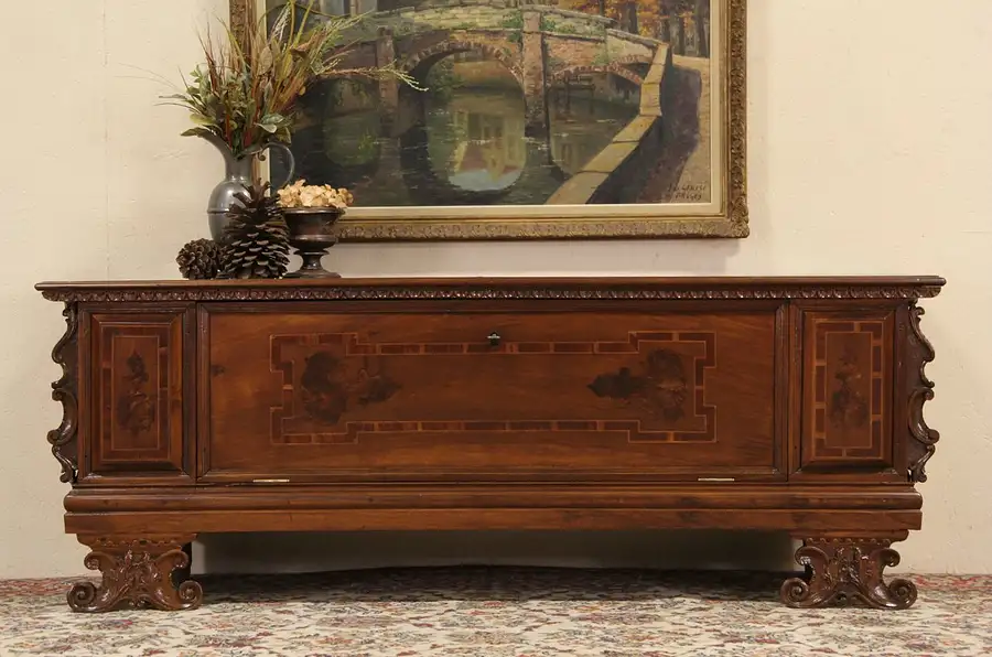 Main image of Italian Renaissance Cassone or Late 1700's Antique Dowry Chest or Trunk
