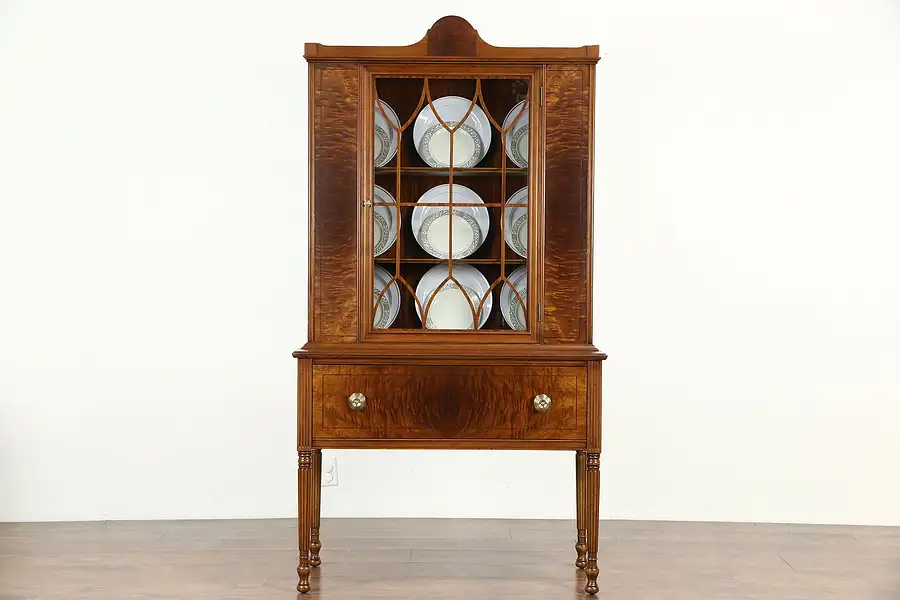 Main image of Walnut & Burl 1940's Vintage China or Display Cabinet