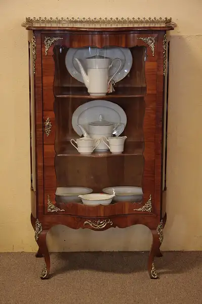 Main image of Curved Glass 1900 Curio Cabinet or Vitrine
