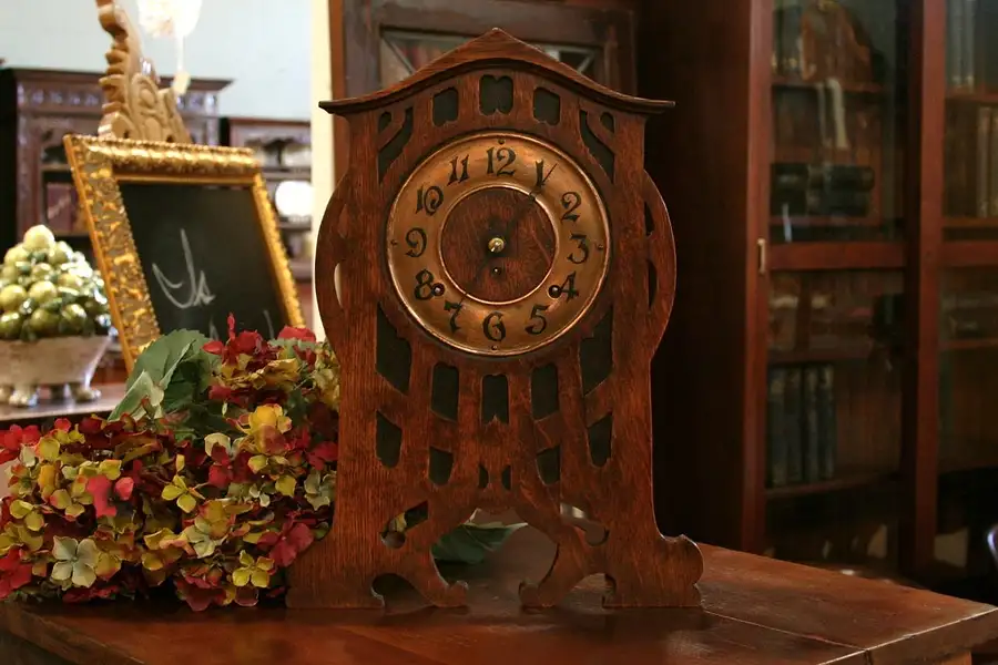 Main image of Arts & Crafts Oak Seth Thomas Mantel Clock