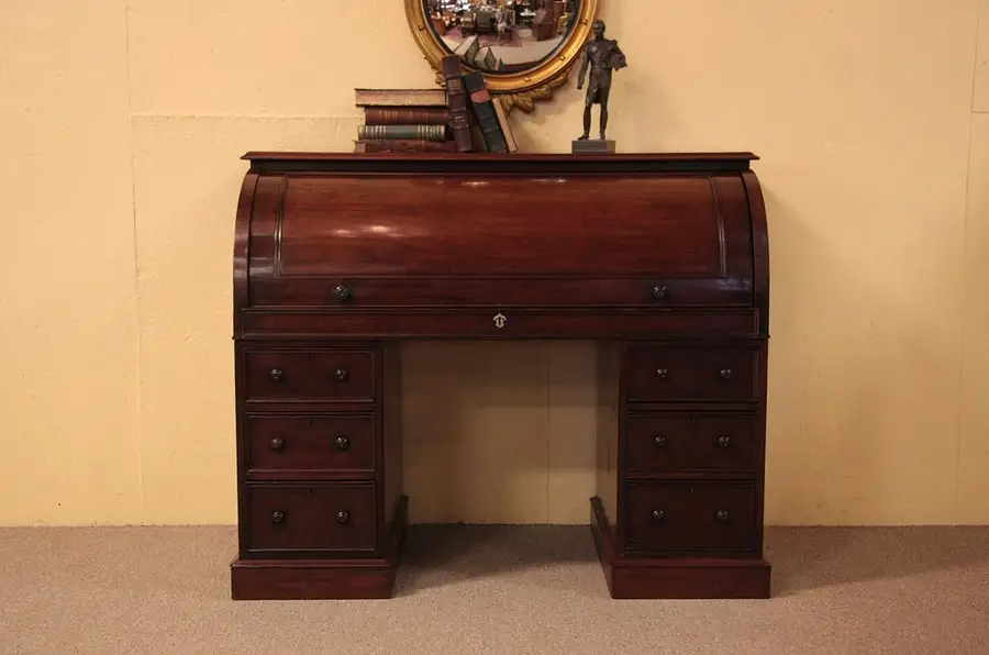 Main image of Victorian Mahogany Cylinder or Barrel Rolltop Desk
