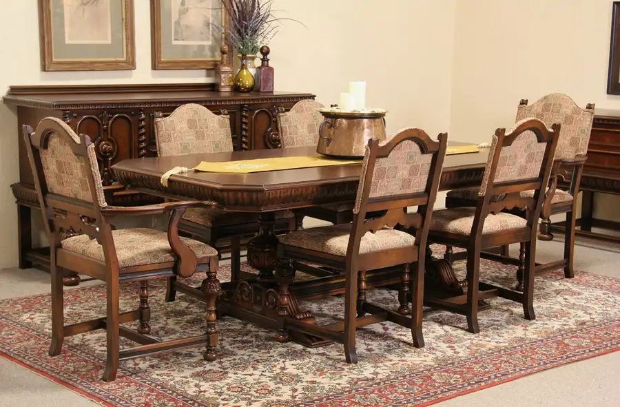 Main image of Berkey & Gay Renaissance 1925 Dining Set, Table & 6 Chairs