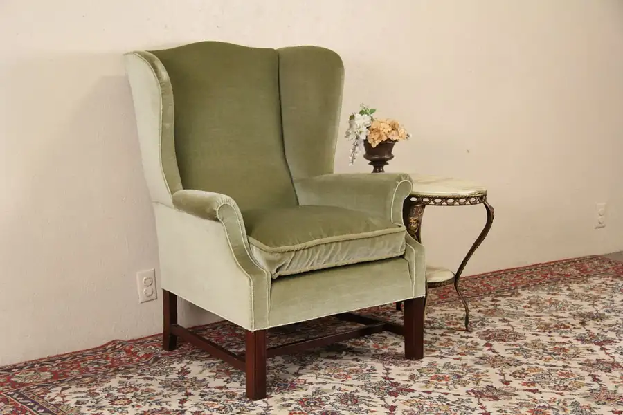 Main image of Mohair 1940's Vintage Scandinavian Wing Chair