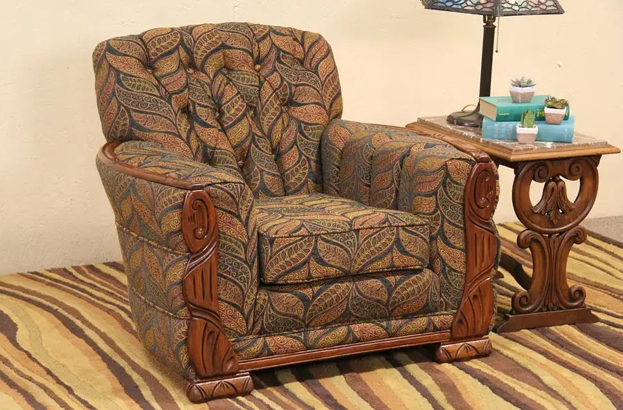 Main image of Art Deco late 1930's Vintage Chair, Newly Upholstered