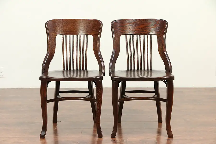 Main image of Pair Antique Quarter Sawn Oak Dining Chairs Heywood Wakefield Chicago