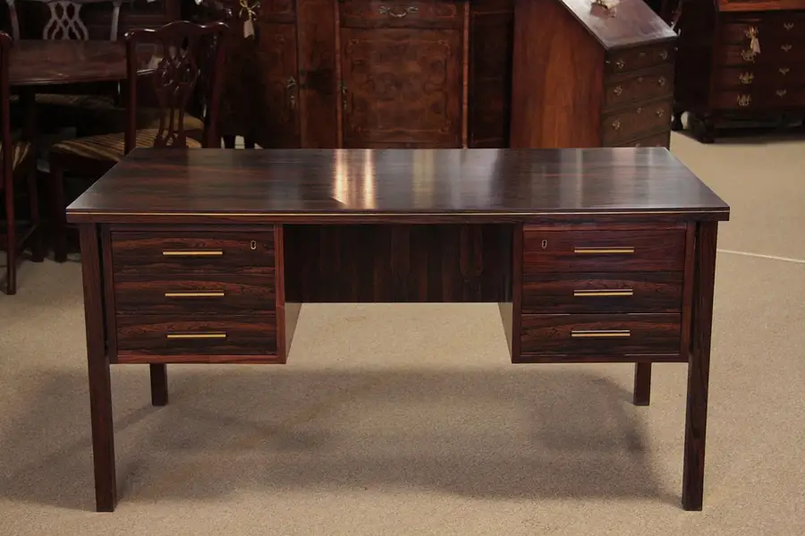 Main image of Rosewood Danish Modern Vintage Desk with Bookshelf