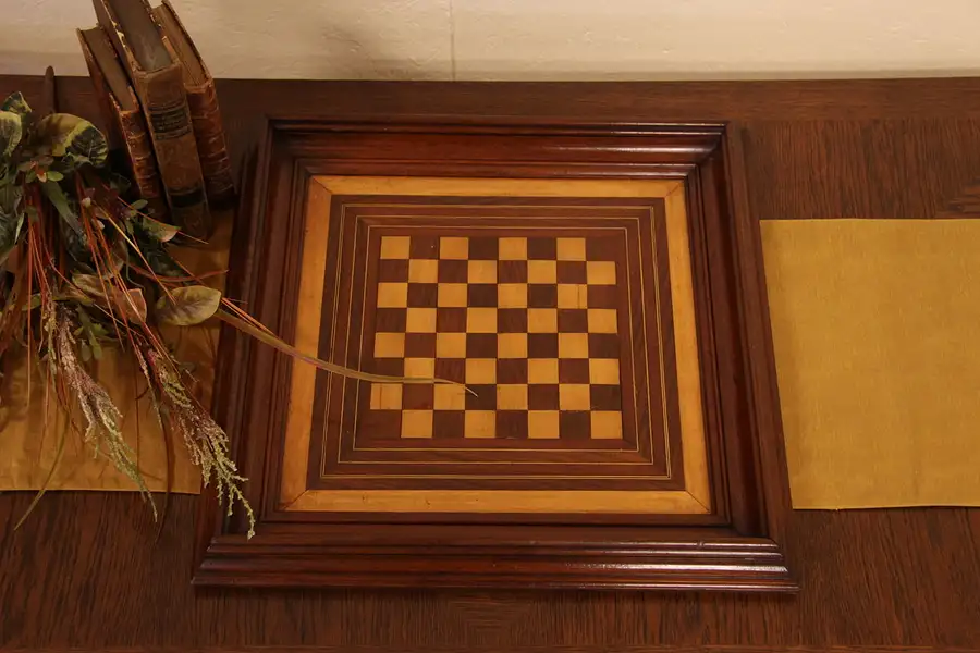 Main image of Victorian Antique Inlaid Chess or Checker Board