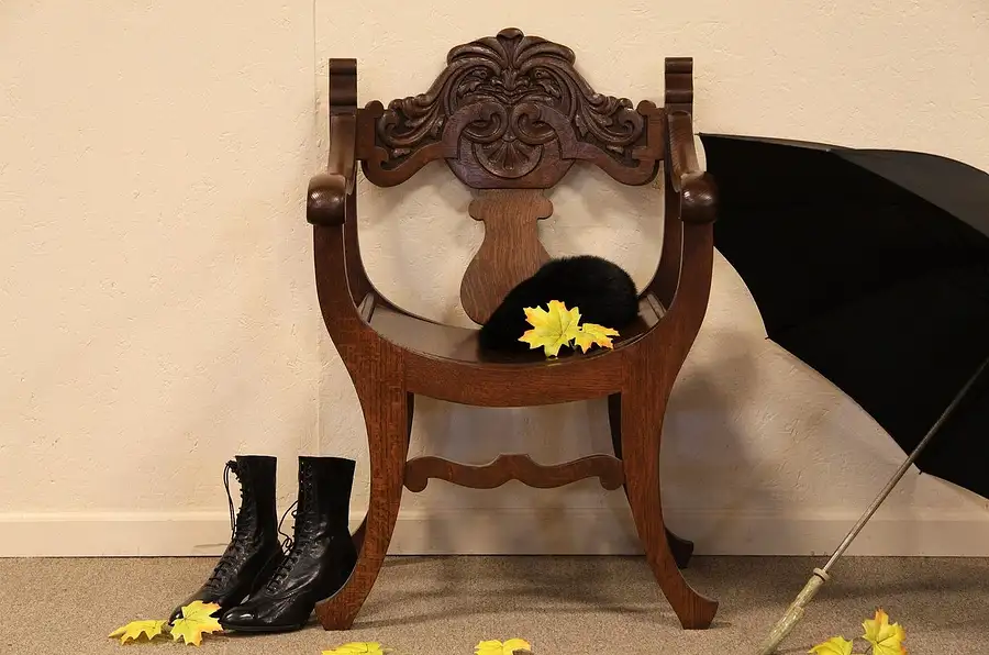 Main image of Northwind Carved Oak Throne or Hall Chair