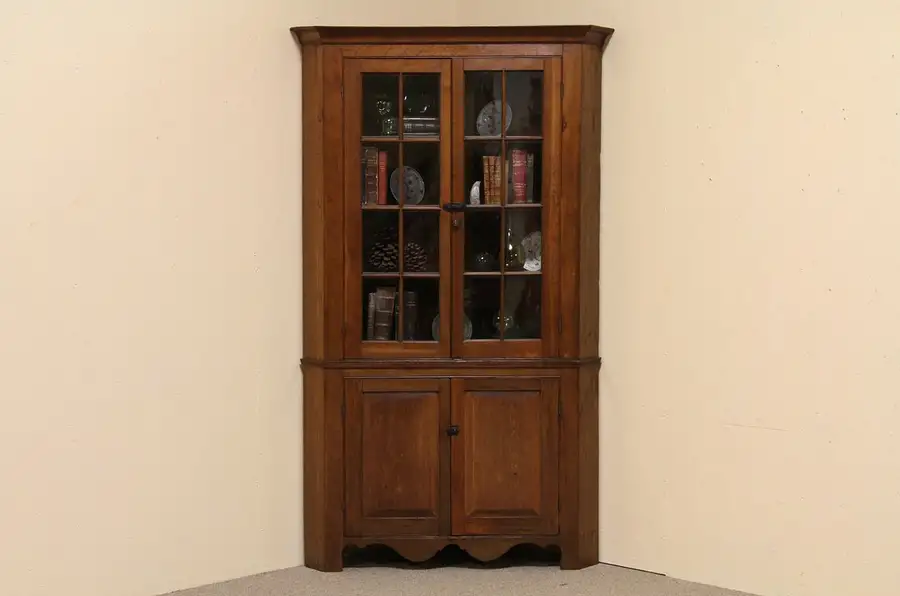 Main image of New England 1830 Antique Cherry Corner Cabinet