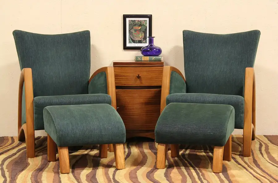 Main image of Pair of Danish Karsten Teak Chairs and Stools