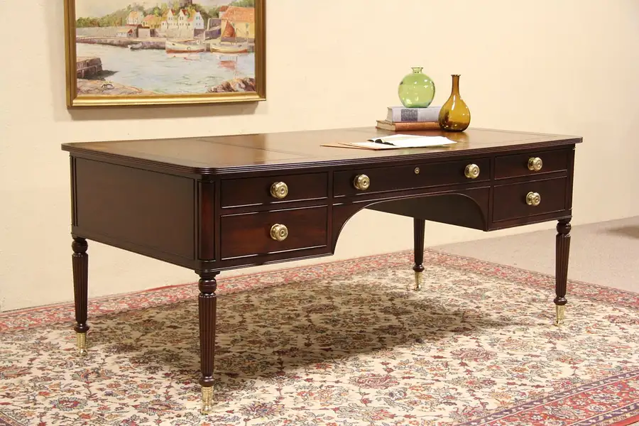 Main image of Kittinger of NY Leather Top Vintage Mahogany Writing Desk