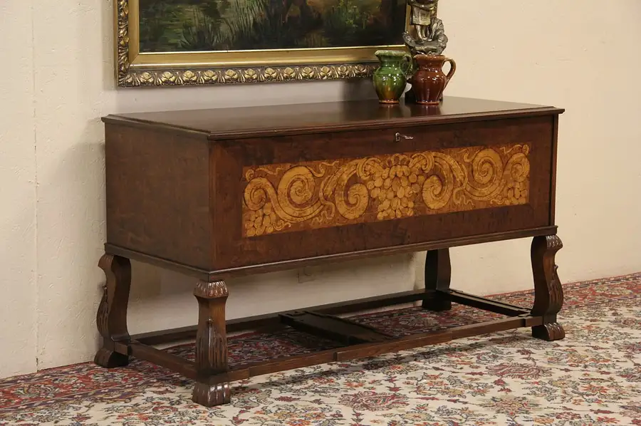 Main image of Chest on Legs, 1900 Antique Silver, Collector Cabinet or TV Console