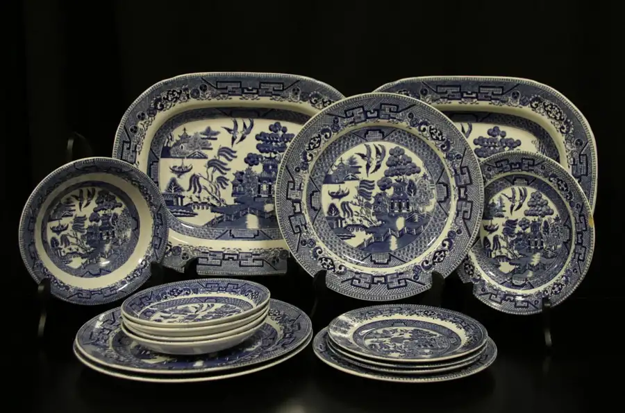 Main image of Blue Willow Group of 1900 China by Ridgway, England