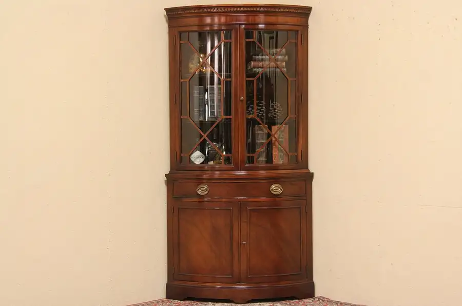 Main image of Drexel Travis Court Vintage Curved Glass Corner China Display Cabinet