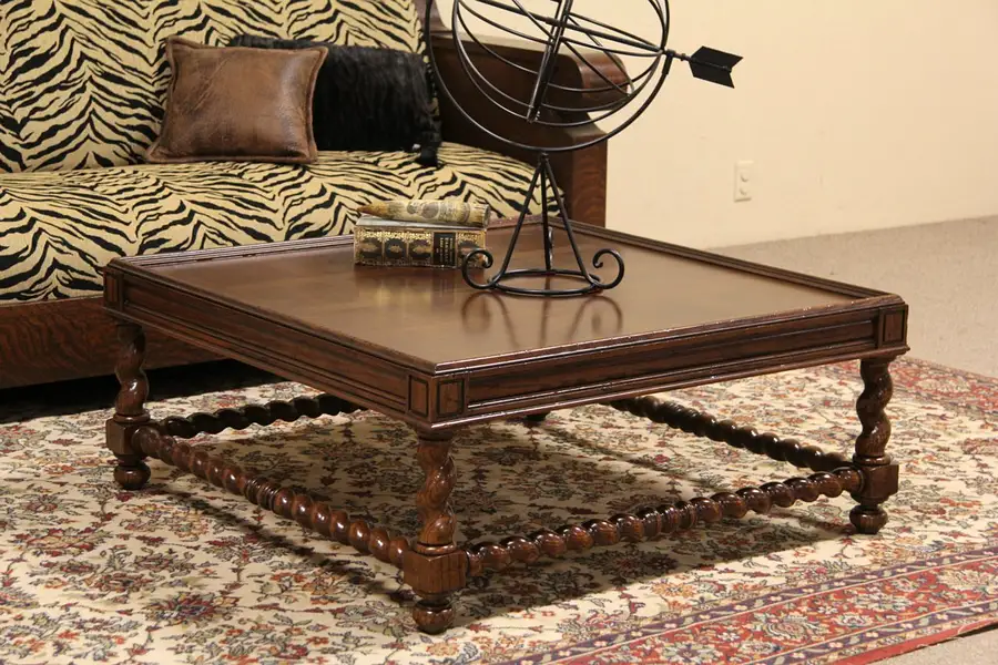Main image of Baker Carved Oak Vintage Coffee or Cocktail Table