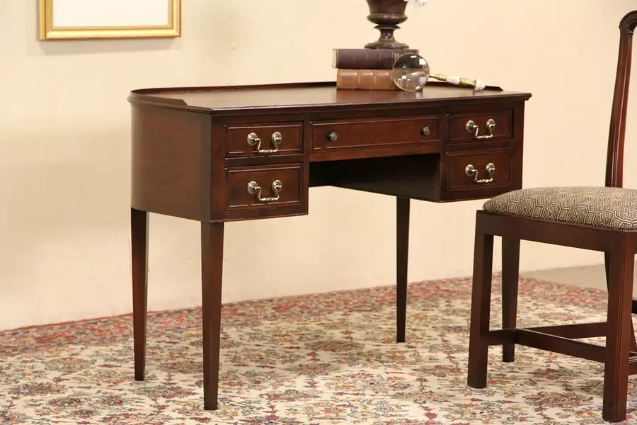 Main image of Mahogany Curved 1940's Vintage Drexel Library Desk