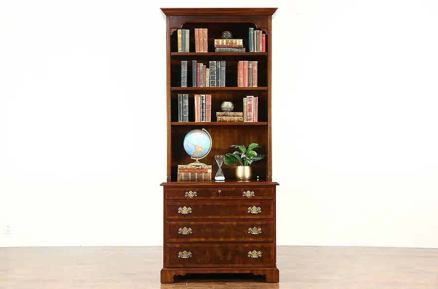 Main image of Traditional Library or Office Vintage Lateral File & Bookcase Signed Widdicomb